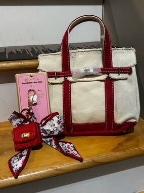 Viral Birkin inspired Boat and tote style handbag viral with cute bag charm nwt